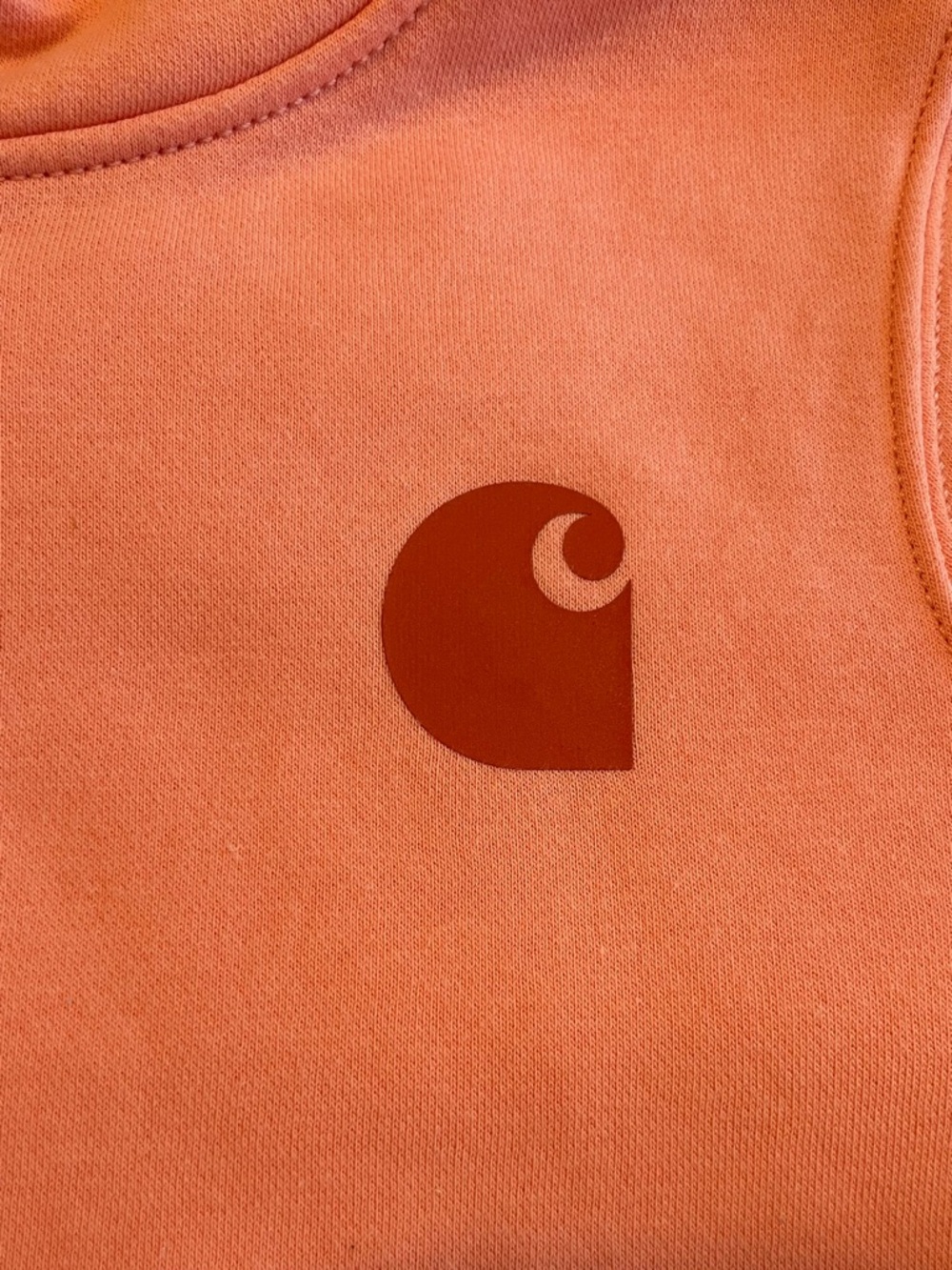 CARHARTT Women's Relaxed Fit Salmon Pink Logo Pullover Hoodie Size XS Cozy - Picture 2 of 9